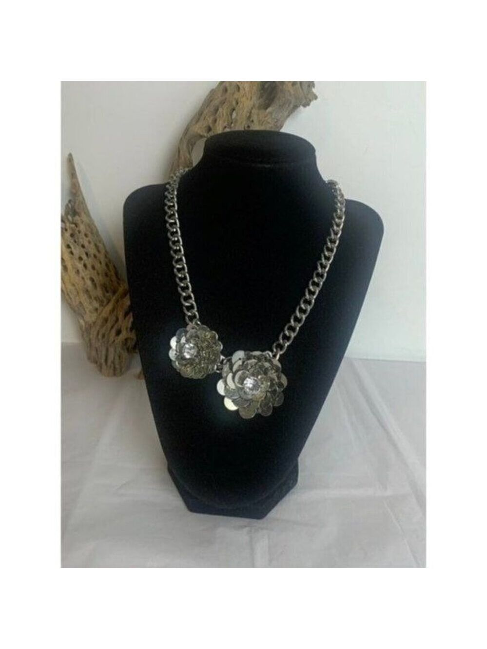 Vera Wang Rhinestone Flower Statement Necklace
